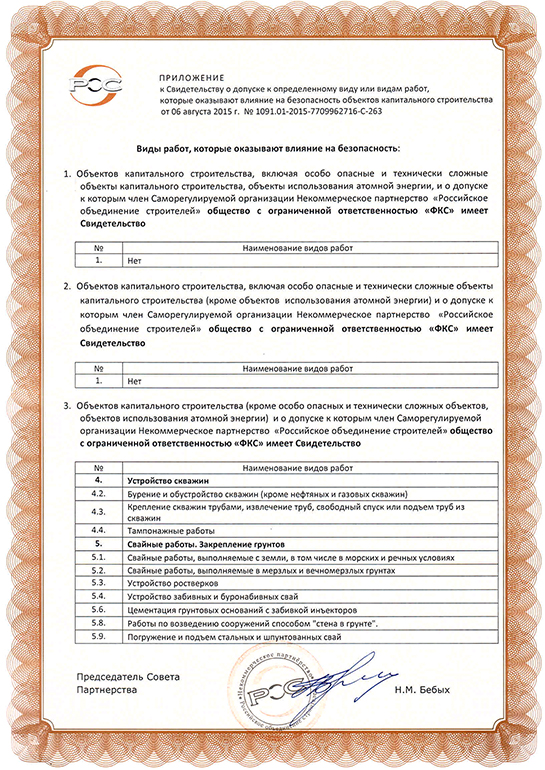 Свидетельство СРО ООО «ФКС-Верещагино»